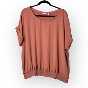 Reitmans Rose Pink Loose Fit Shirred Waist Top XXL